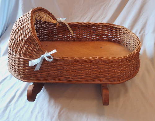 Vtg wicker doll bassinet - vtg,