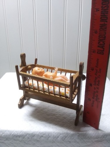Vtg dollhouse miniature wooden - dollhouse,